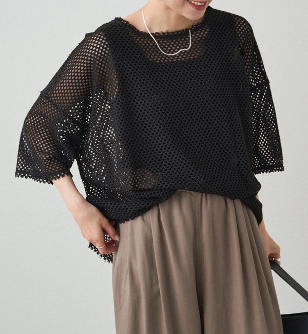  「【リバイバル】ハーフスリーブメッシュプルオーバー」|プルオーバー|ブラック
