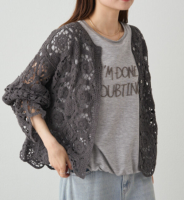  「【25AW】カギ針編み風カーディガン」|カーディガン|