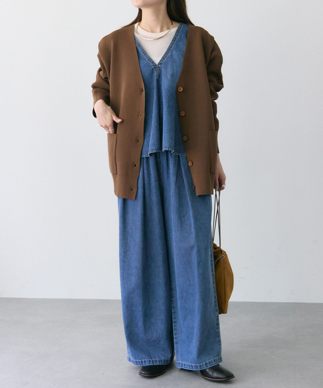  「【SET ITEM】デニムフレアブラウス+イージーパンツセット」|その他|ブルー