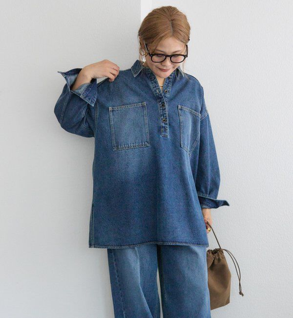  「【＠noricorico102企画】ヴィンテージライクデニムチュニックシャツ」|シャツ・ブラウス|