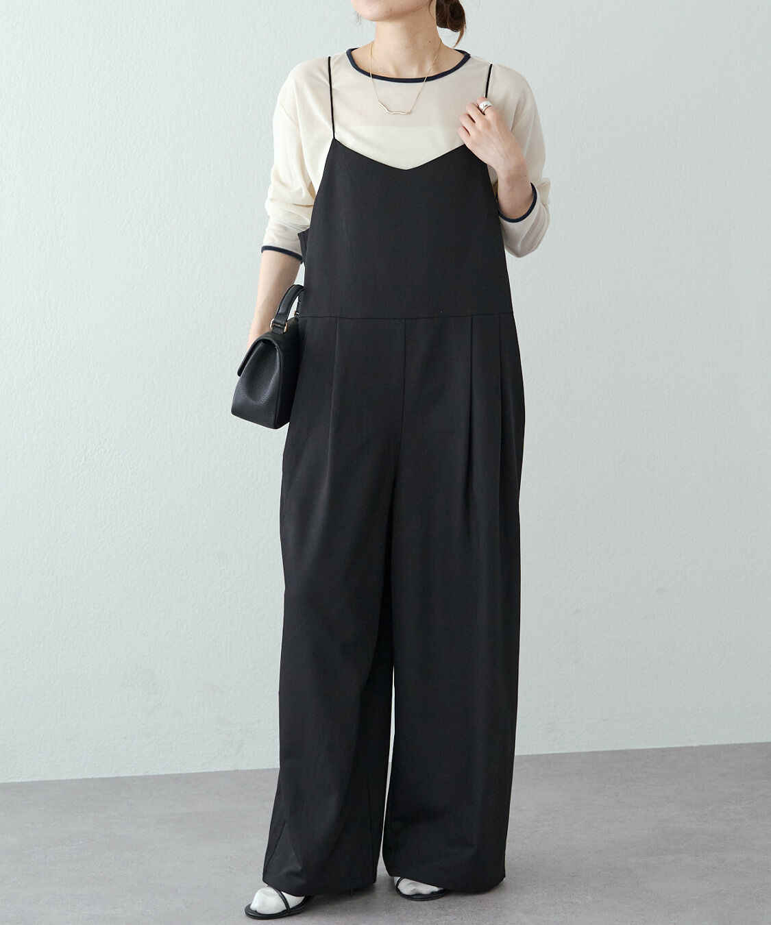  「【セットアップ対応】ツータックストレッチサロペット」|その他|ブラック