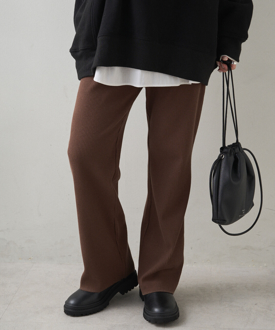  「【-3kg見え◎】微フレアリブパンツ」|その他|