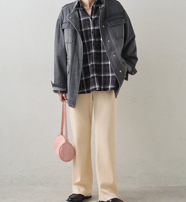  「デニムノーカラーワークジャケット」|デニムジャケット|