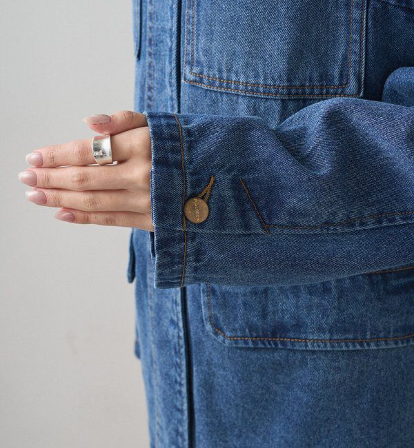  「デニムノーカラーワークジャケット」|デニムジャケット|