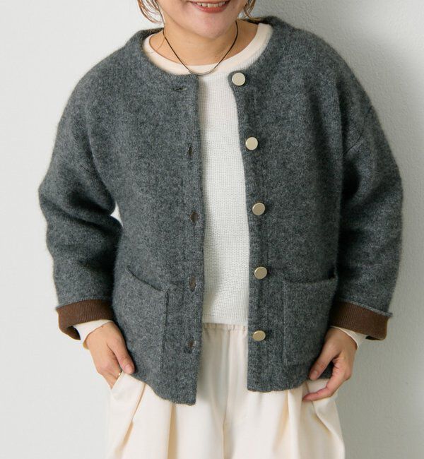  「Wフェイスニットノーカラージャケット」|テーラードジャケット|