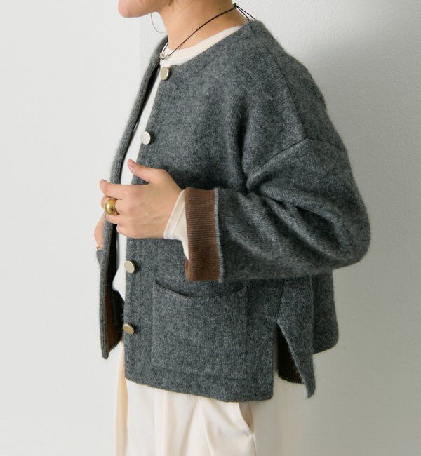  「Wフェイスニットノーカラージャケット」|テーラードジャケット|