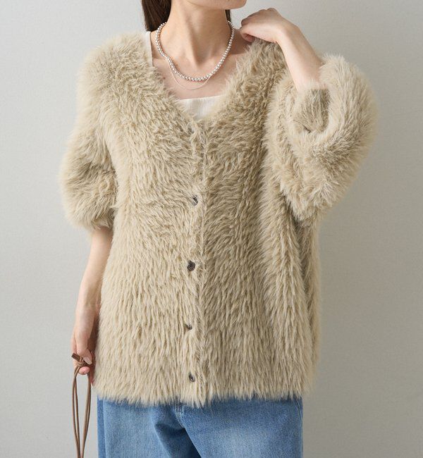  「シャギーニットVネックカーディガン」|カーディガン|