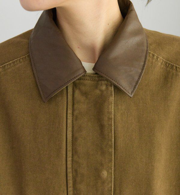  「フェイクレザー襟カバーオールジャケット」|テーラードジャケット|