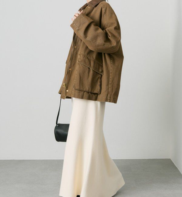  「フェイクレザー襟カバーオールジャケット」|テーラードジャケット|