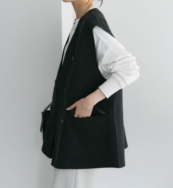  「ハンドメイド風ウール混ジレベスト」|ダウンベスト・ベスト|