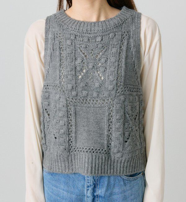  「ポップコーン編みニットベスト」|ニット・セーター|