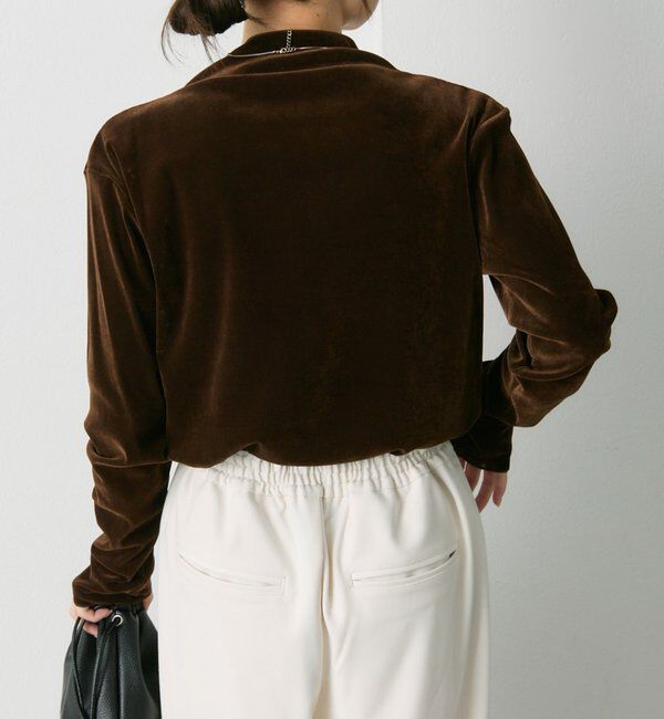  「【新色追加/リバイバル】ナイロンチュールベロアハイネックトップス」|Tシャツ・カットソー|