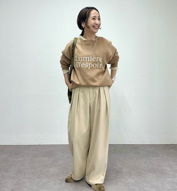  「【2サイズ展開/インフルエンサー企画】ツータック起毛スラックスパンツ」|その他|ベージュ