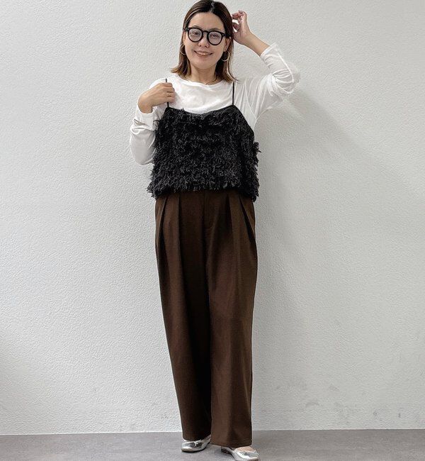  「【2サイズ展開/インフルエンサー企画】ツータック起毛スラックスパンツ」|その他|ブラウン