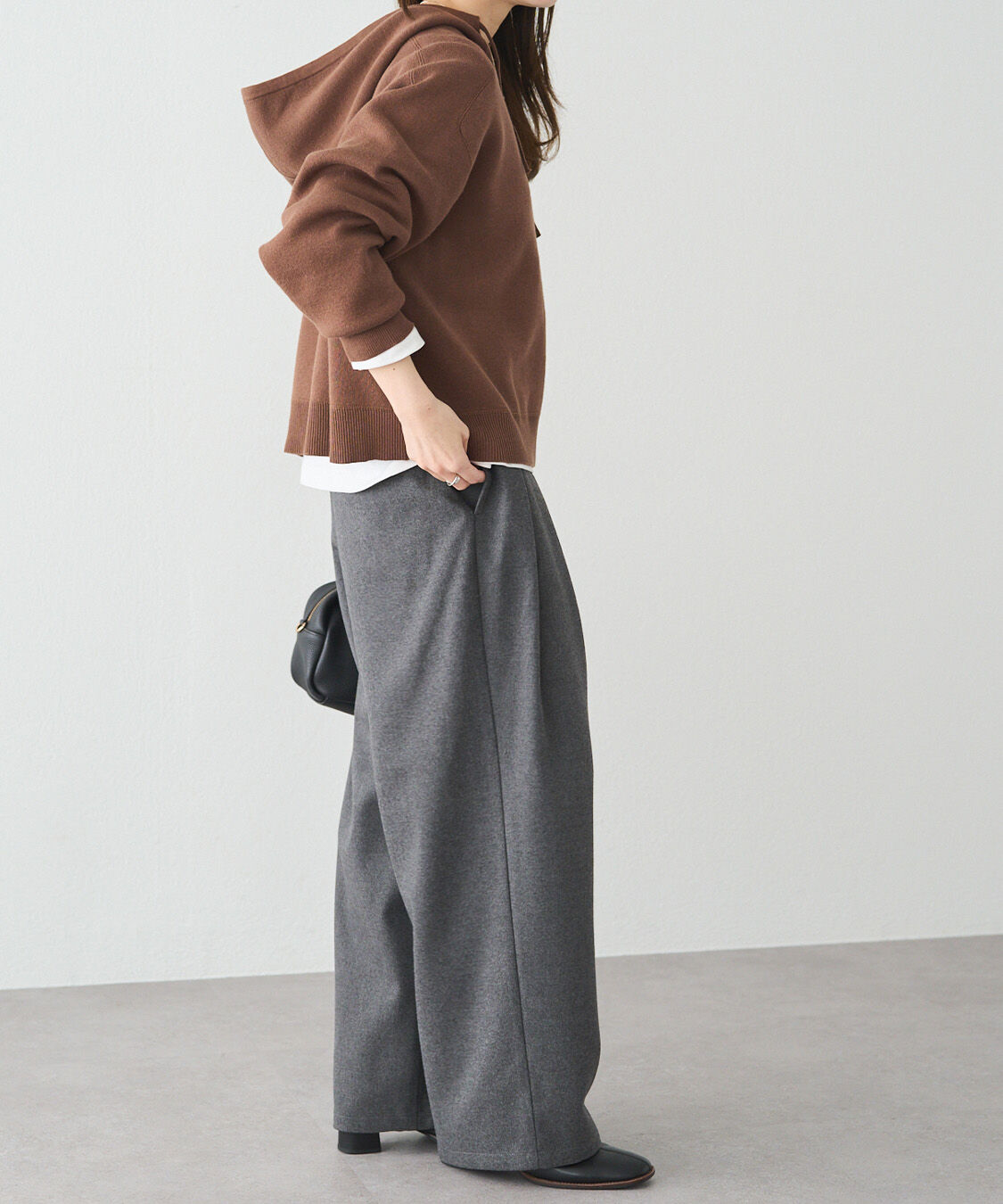  「スウェットライクダブルジャガードニットパーカー」|キャミソール|