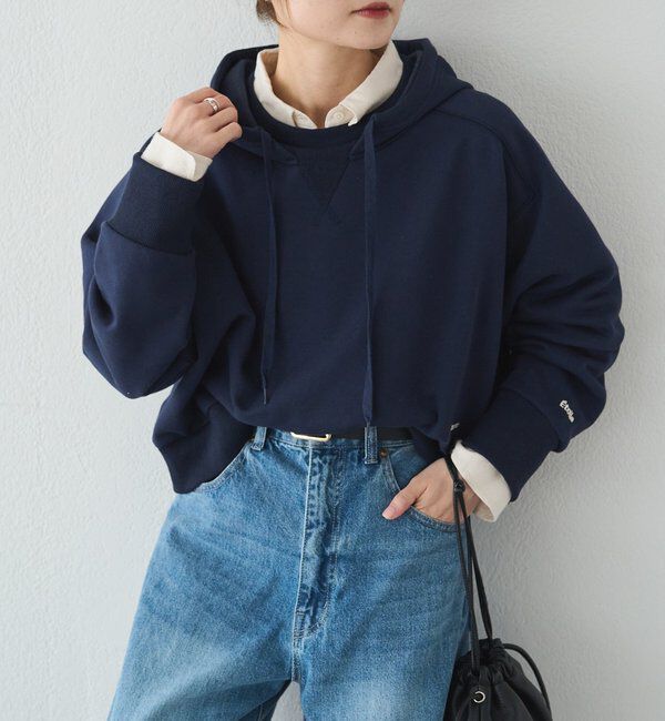  「裏起毛スウェットショートパーカー」|プルオーバー|