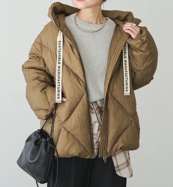  「リサイクルダウンジップアップフードジャケット」|テーラードジャケット|