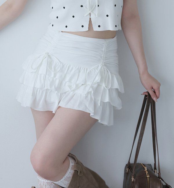  「セットで着れる／ドロストティアードミニ」|スカート|