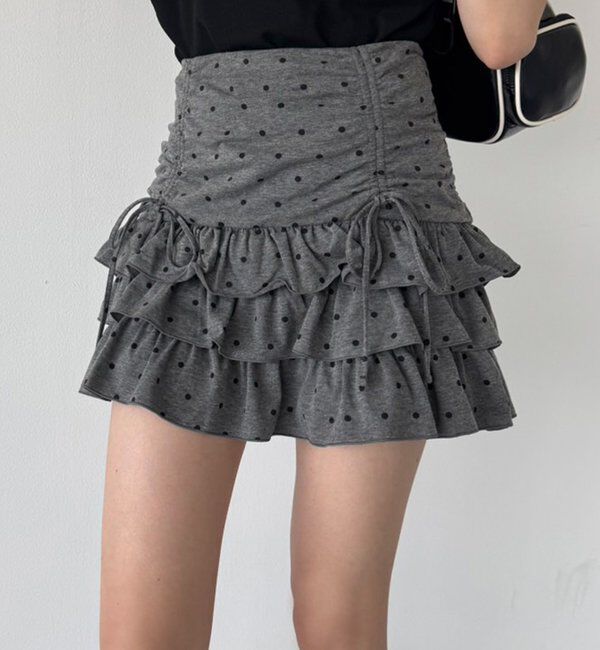  「セットで着れる／ドロストティアードミニ」|スカート|