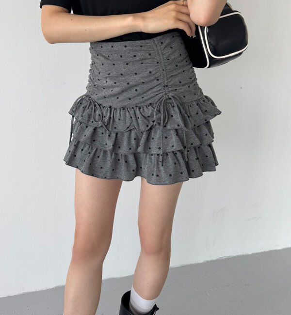  「セットで着れる／ドロストティアードミニ」|スカート|