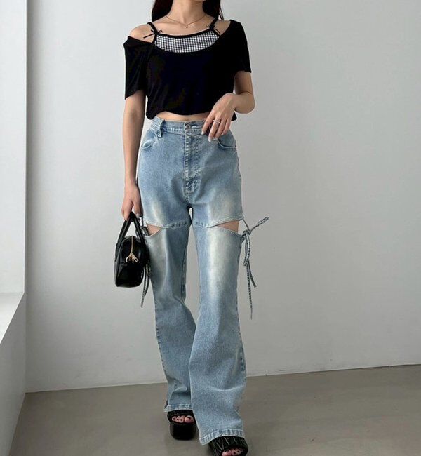  「サイドあき美脚ストレッチデニム」|その他|