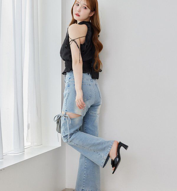  「サイドあき美脚ストレッチデニム」|その他|