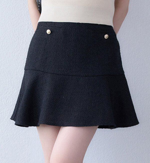  「ローウェストフレアミニスカート」|スカート|ブラック