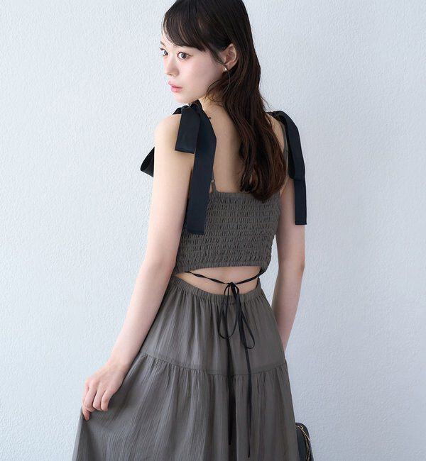  「背中あきティアードキャミワンピ」|ワンピース|