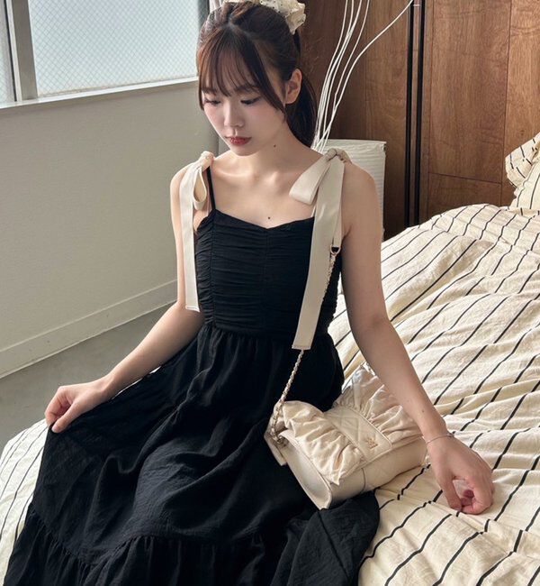  「背中あきティアードキャミワンピ」|ワンピース|