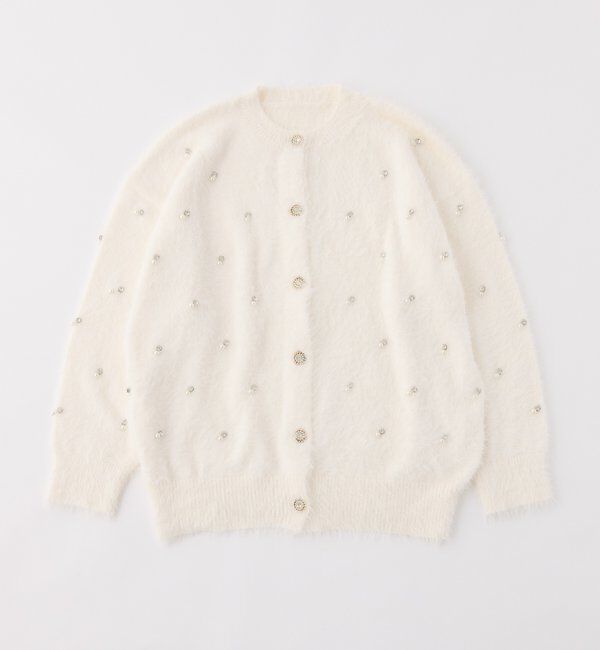  「ビジューフェザーロングカーデ」|ニット・セーター|