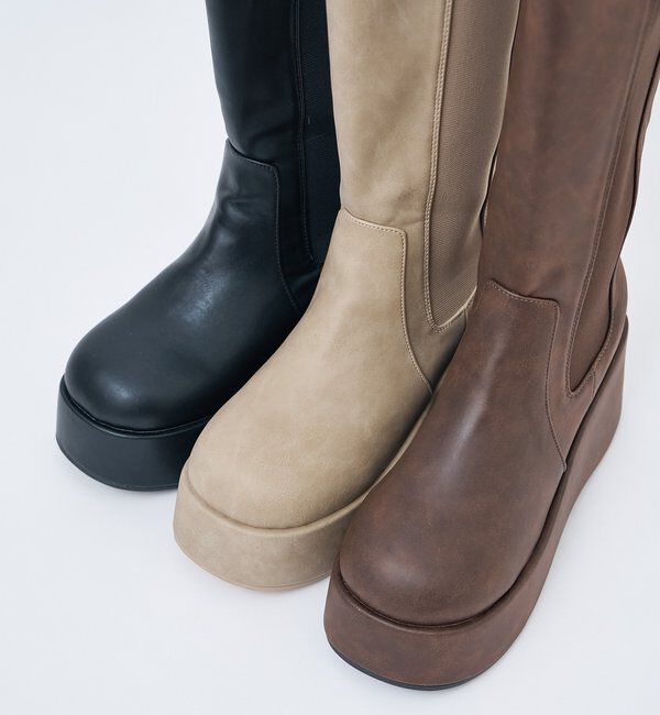  「【マイナス3キロ見え/SNSで話題】厚底サイドゴアロングブーツ」|その他|