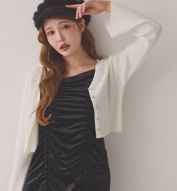  「ベル袖リブカーデ」|ニット・セーター|