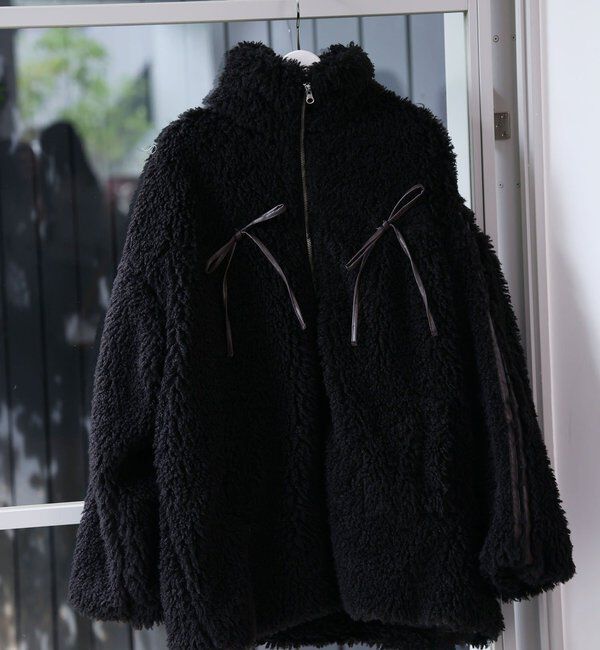  「【リバイバル】リボンボアブルゾン/リボン取り外し可能」|ダウンベスト・ベスト|