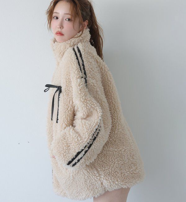  「【リバイバル】リボンボアブルゾン/リボン取り外し可能」|ダウンベスト・ベスト|