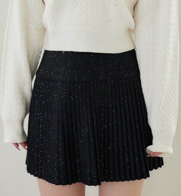  「細プリーツラメ混スカート」|スカート|