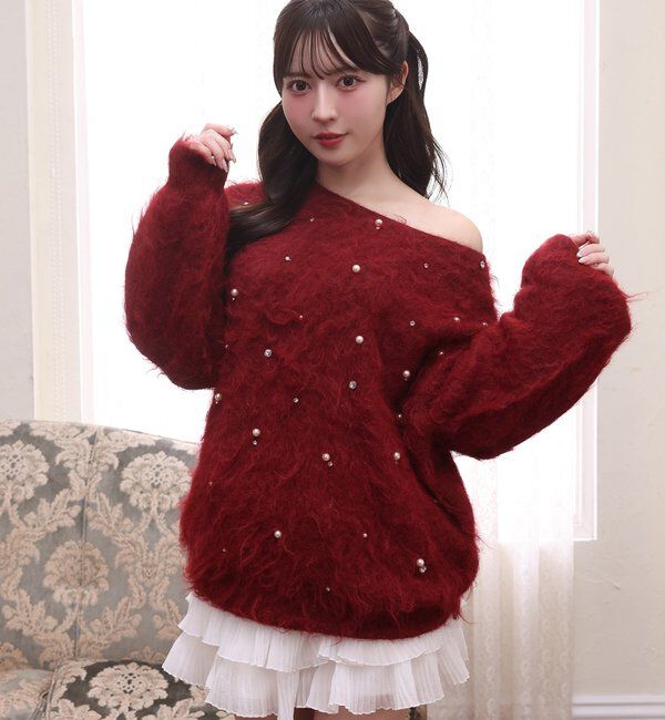  「ビジューシャギーニット」|ニット・セーター|