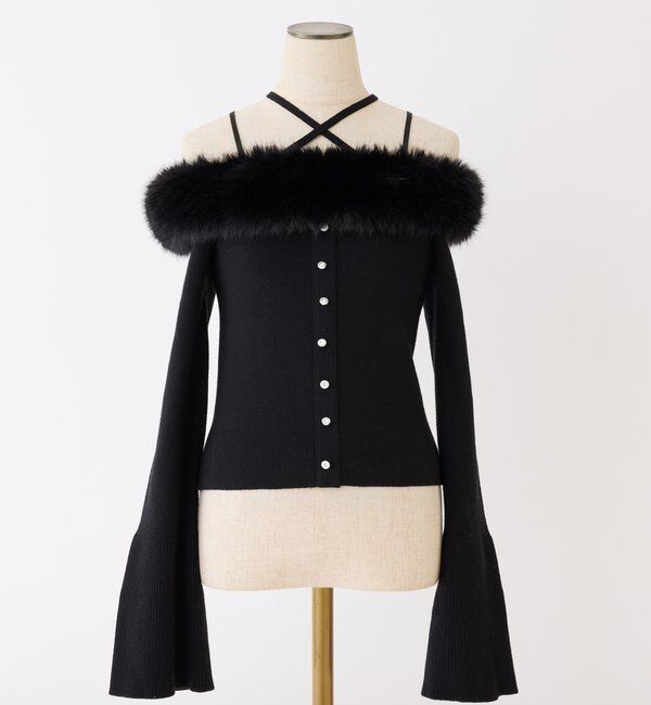  「キラキラボタンファーオフショルニット」|ニット・セーター|