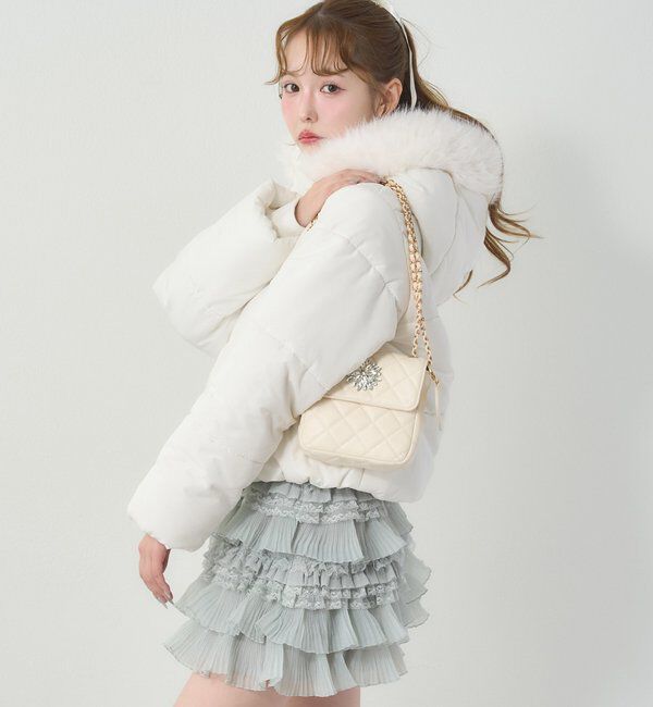  「ファー付きショートフェイクダウン」|ダウンベスト・ベスト|