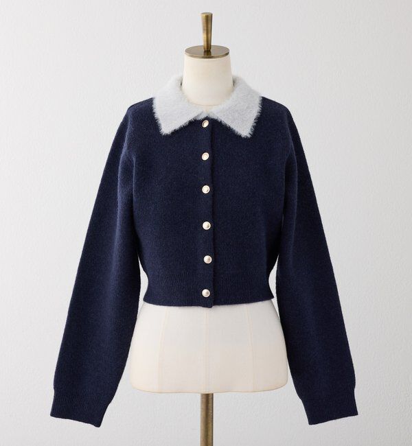  「シャギー襟配色ポロニット」|ニット・セーター|