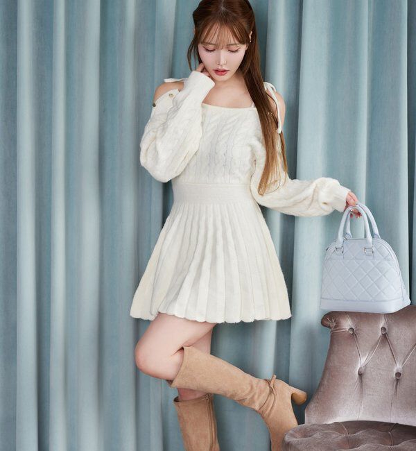  「ケーブルニットミニワンピ」|ワンピース|