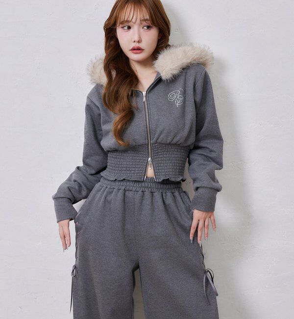  「【セットアップ可能】フェイクファーパーカー」|プルオーバー|