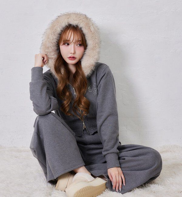  「【セットアップ可能】フェイクファーパーカー」|プルオーバー|