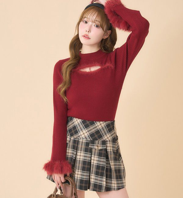  「金ボタンボックスプリーツミニスカート」|スカート|