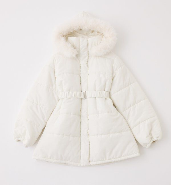  「ベルト付きフェイクファーフードフェイクダウン」|その他|