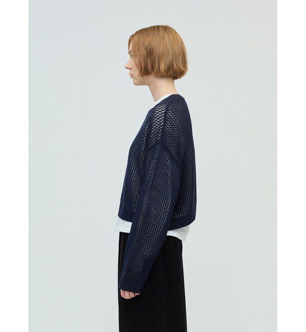 mizuiro ind「mizuiro ind メッシュクルーネックプルオーバー」|ニット・セーター|