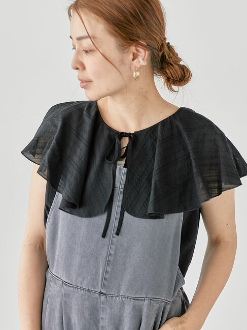 Lugnoncure「カラミストライプブラウス」|シャツ・ブラウス|ブラック