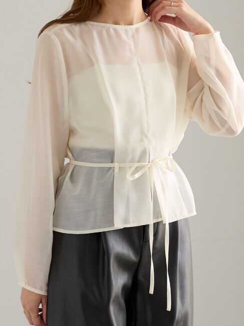 Te chichi「ナローリボンシアーペプラムブラウス《2025Autumn catalog vol.2 item》」|シャツ・ブラウス|オフホワイト