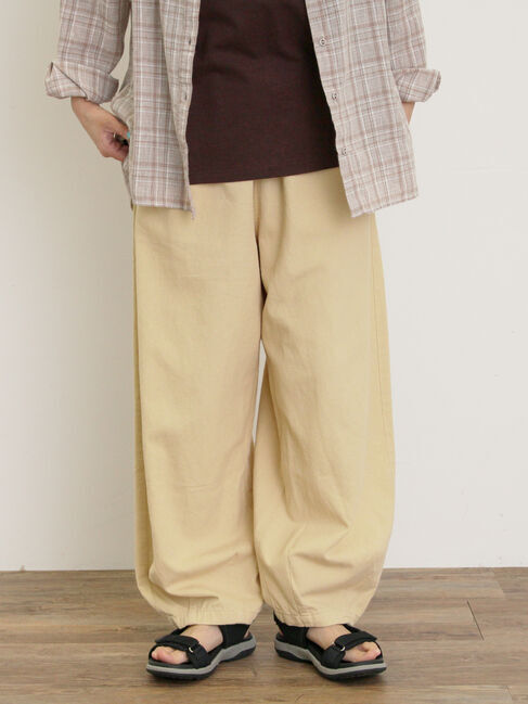 Samansa Mos2「【M/Lサイズ】裾タックギャザーパンツ」|その他|ベージュ