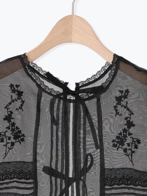 Samansa Mos2「オーガンジー刺繍ベスト」|ダウンベスト・ベスト|