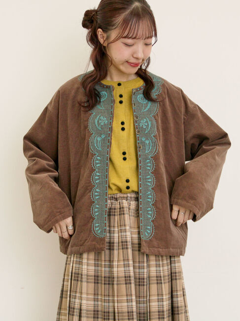 Samansa Mos2「【マカベアリス&times;Samansa Mos2】刺繍ジャケット」|その他|ブラウン